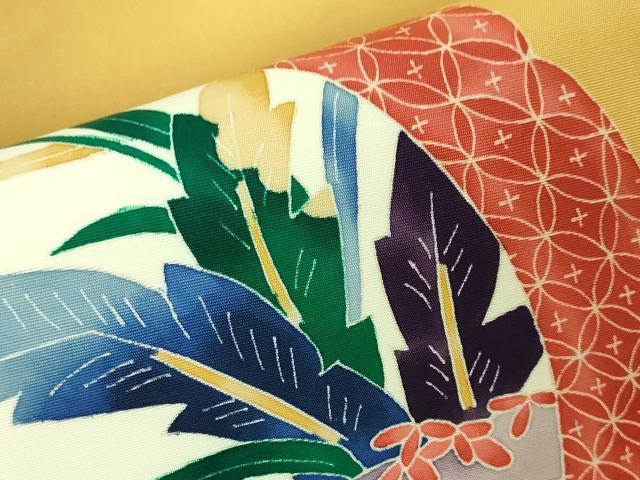 平和屋本店■極上　本加賀友禅作家　木村雨山　塩瀬　九寸名古屋帯　花鳥文　卵色地　逸品　DZAA4396kh5