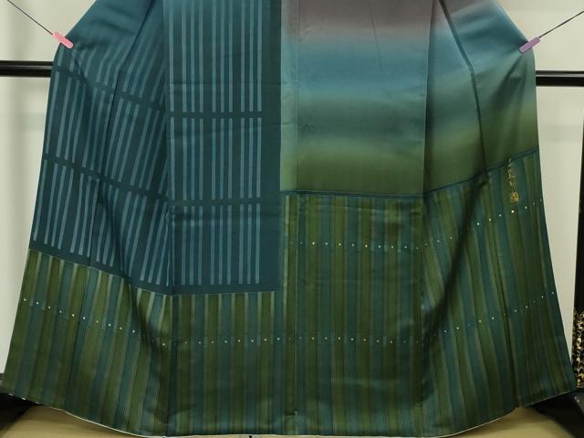 平和屋本店■極上　世界的友禅作家　千地泰弘　訪問着　瓦　柵　暈し染め　金彩　銀通し地　逸品　DZAA4408kh5