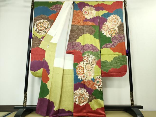 平和屋本店●極上　皇室献上作家　藤井寛　振袖　駒刺繍　雲取り花唐草文　金彩　逸品　DZAA4411kh5