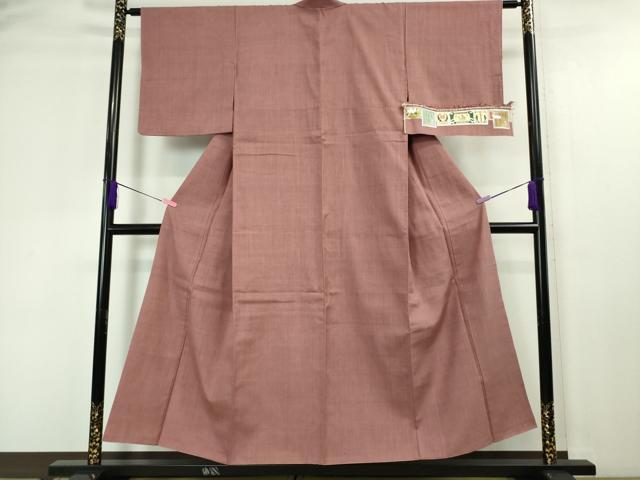 平和屋本店●極上 本場結城紬 重要無形文化財 奥順謹製 色無地 長春色 証紙付き 逸品 DZAA4413kh5