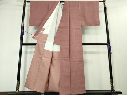 平和屋本店●極上 本場結城紬 重要無形文化財 奥順謹製 色無地 長春色 証紙付き 逸品 DZAA4413kh5