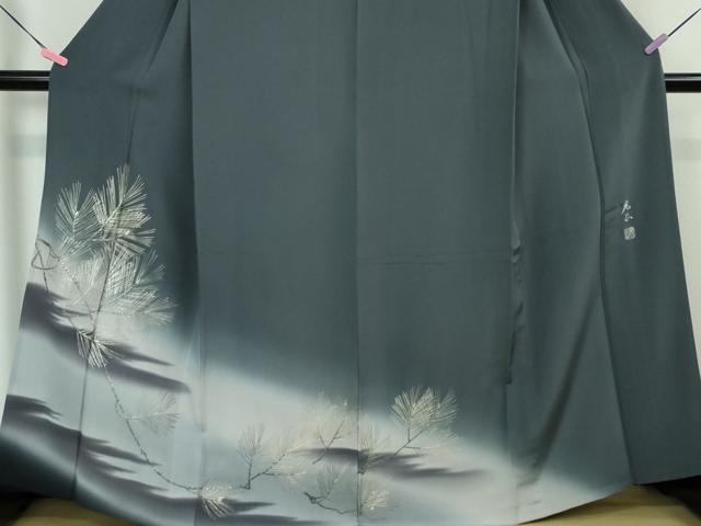 平和屋本店■極上　金彩友禅 卓越技能者・名工・和田光正　訪問着　単衣　老松　暈し染め　銀彩　さが美扱い　半衿付き　逸品　DZAA4416kh5