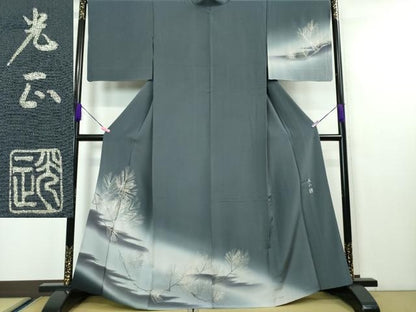 平和屋本店■極上　金彩友禅 卓越技能者・名工・和田光正　訪問着　単衣　老松　暈し染め　銀彩　さが美扱い　半衿付き　逸品　DZAA4416kh5