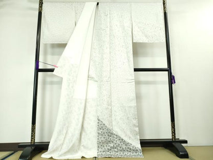 平和屋本店■極上　二代目 川村久太郎　本場大島紬　白大島　訪問着　葵　花唐草文　逸品　未使用　DZAA4417kh5