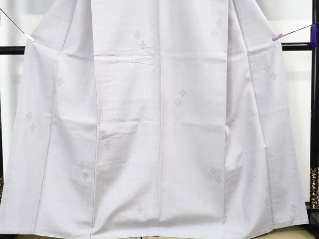 平和屋本店■極上　結城紬　奥順謹製　はたおり娘　80亀甲　飛び亀甲柄　舞花文　白藤色地　証紙付き　逸品　未使用　DZAA4420kh5