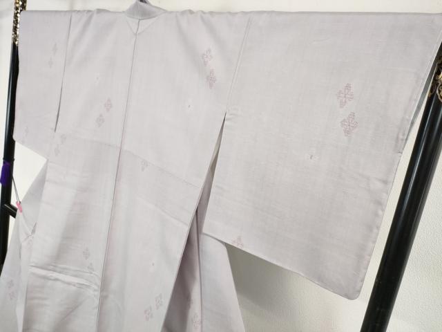 平和屋本店■極上　結城紬　奥順謹製　はたおり娘　80亀甲　飛び亀甲柄　舞花文　白藤色地　証紙付き　逸品　未使用　DZAA4420kh5