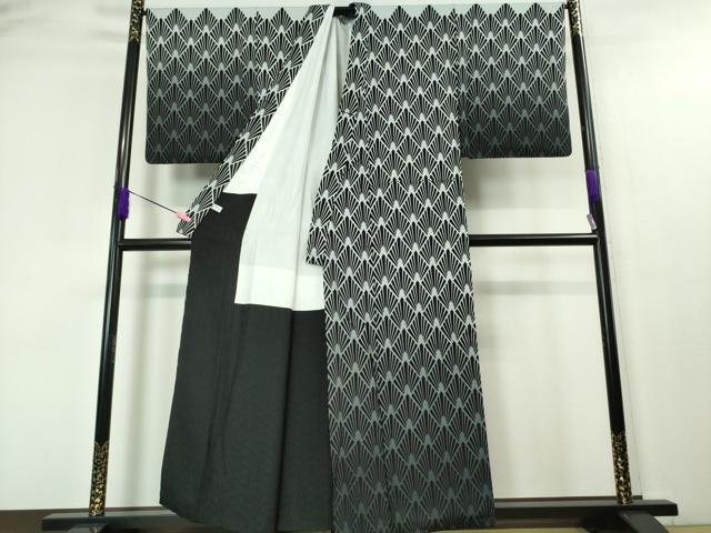 平和屋本店■極上　男性　着物デザイナー　井尻学　訪問着　若松菱文　暈し染め　反端付き　逸品　DZAA4421kh5