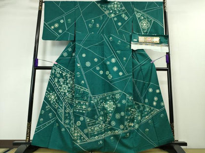 平和屋本店■極上　中国三大刺繍 スワトウ刺繍  総刺繍　本場縞大島紬 訪問着 正倉院花文 鉄色地 まさき織物　証紙付き　逸品　DZAA4424kh5