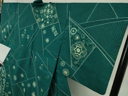 平和屋本店■極上　中国三大刺繍 スワトウ刺繍  総刺繍　本場縞大島紬 訪問着 正倉院花文 鉄色地 まさき織物　証紙付き　逸品　DZAA4424kh5