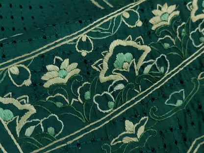 平和屋本店■極上　中国三大刺繍 スワトウ刺繍  総刺繍　本場縞大島紬 訪問着 正倉院花文 鉄色地 まさき織物　証紙付き　逸品　DZAA4424kh5