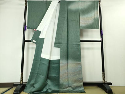 平和屋本店■極上　久保田一竹 幻の辻が花 訪問着・長襦袢(無双仕立て)セット 暈し染め 銀通し地 やまと金ラベル 逸品 未使用　DZAA4430kh5