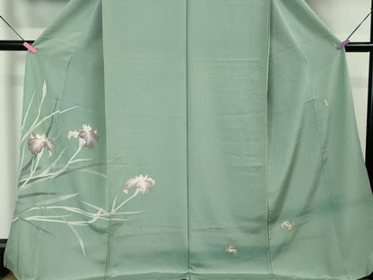平和屋本店■極上　加賀友禅の巨匠 初代 由水十久　訪問着　仮絵羽　蟹　杜若　薄青色地　上代108万円　証紙・タグ付き　逸品　DZAA4432kh5