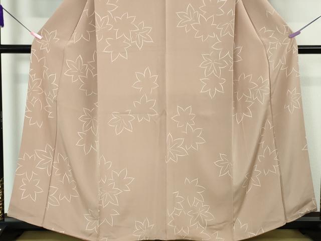 平和屋本店■極上　銀座もとじ　小紋　楓　サーモンピンク色　たとう紙付き　逸品　DZAA4437kh5