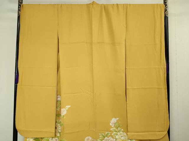 平和屋本店■極上　創業460年・千總　振袖　駒刺繍　牡丹　藤黄色地　金彩　逸品　DZAA4438kh5