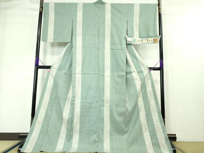 平和屋本店■極上　本場結城紬　重要無形文化財　わさび色百亀甲帯状　そごう百貨店　証紙・証明書付き　逸品　未使用　DZAA4439kh5