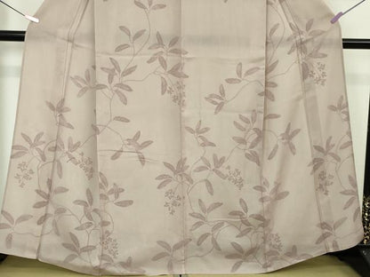 平和屋本店▽極上 小紋 無双 紗×絽 南天枝葉文 薄柿色地 逸品 DZAA4448kh5
