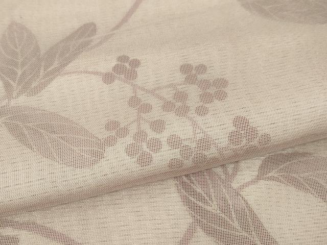 平和屋本店▽極上 小紋 無双 紗×絽 南天枝葉文 薄柿色地 逸品 DZAA4448kh5