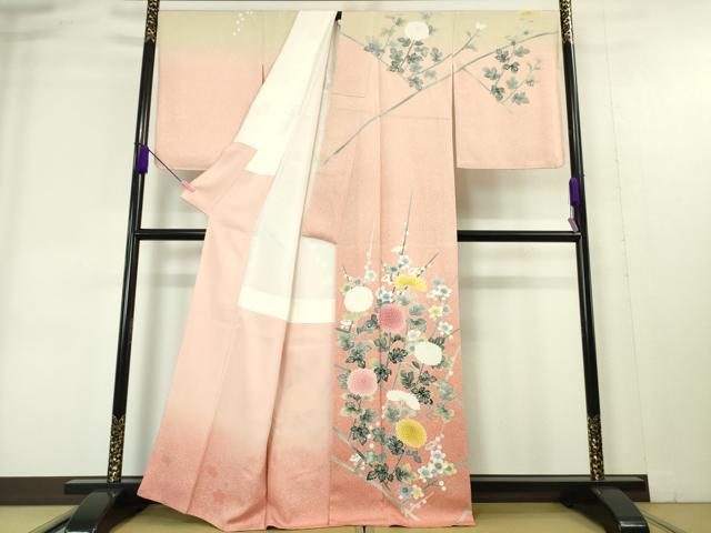 平和屋本店■極上　人間国宝・羽田登喜男　訪問着　枝菊梅文　暈し染め　逸品　DZAA4452kh5