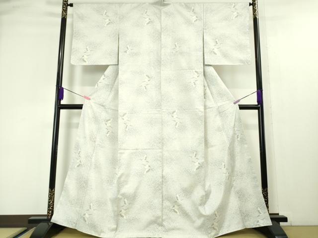 平和屋本店■極上　本場大島紬　白大島　群鶴　逸品　未使用　DZAA4457kh5