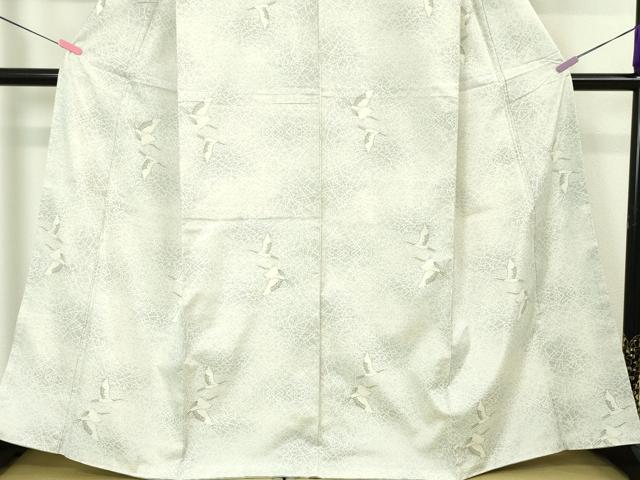 平和屋本店■極上　本場大島紬　白大島　群鶴　逸品　未使用　DZAA4457kh5