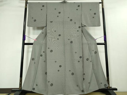 平和屋本店●極上 江戸小紋 万筋 名物裂 雪輪重ね 蝉色×灰青色 逸品 DZAA4460kh5