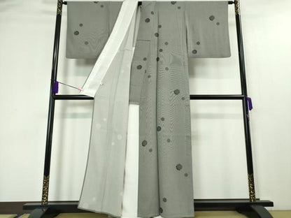 平和屋本店●極上 江戸小紋 万筋 名物裂 雪輪重ね 蝉色×灰青色 逸品 DZAA4460kh5