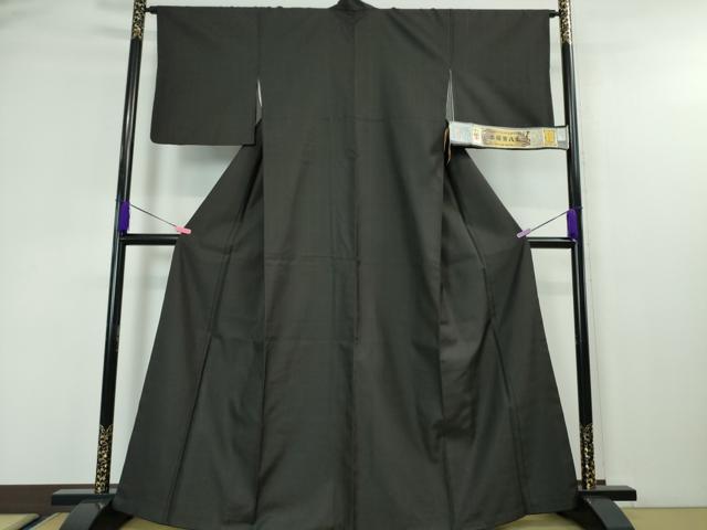 平和屋本店■極上　本場黄八丈　黒八丈　紬　市松綾織　伝統工芸士　西條吉広　沖山恵子　手織　黒紅色地　証紙付き　逸品　DZAA4476kh5