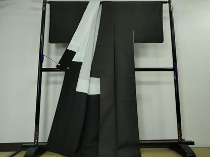 平和屋本店■極上　本場黄八丈　黒八丈　紬　市松綾織　伝統工芸士　西條吉広　沖山恵子　手織　黒紅色地　証紙付き　逸品　DZAA4476kh5