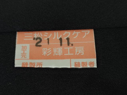 平和屋本店■極上　前田仁仙　仁仙更紗　小紋　仁仙花布　壁画文様　鬼しぼ縮緬　反端付き　逸品　DZAA4487kh5