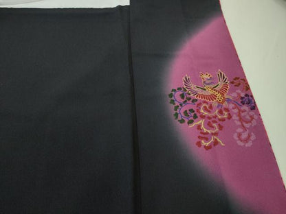 平和屋本店■極上　前田仁仙　仁仙更紗　小紋　仁仙花布　壁画文様　鬼しぼ縮緬　反端付き　逸品　DZAA4487kh5