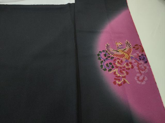 平和屋本店■極上　前田仁仙　仁仙更紗　小紋　仁仙花布　壁画文様　鬼しぼ縮緬　反端付き　逸品　DZAA4487kh5
