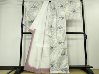 平和屋本店●極上　都喜ヱ門　本場大島紬　白大島　藤白泥　花ある人　藤絹織物謹製　証紙付き　逸品　DZAA4488kh6