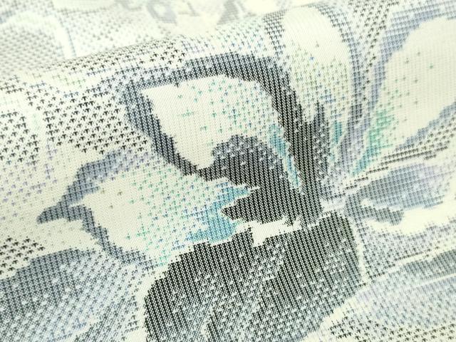 平和屋本店○極上 都喜ヱ門 本場大島紬 白大島 藤白泥 花