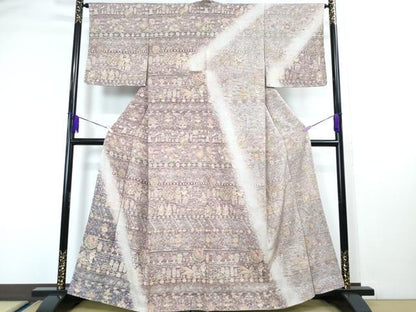 平和屋本店■極上　中国三大刺繍　スワトウ刺繍　汕頭刺繍　訪問着　古代人物壁画文様　暈し染め　金糸　逸品　未使用　DZAA4493kh5