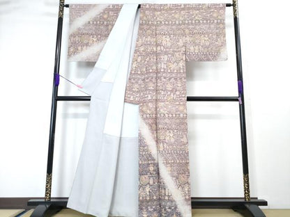 平和屋本店■極上　中国三大刺繍　スワトウ刺繍　汕頭刺繍　訪問着　古代人物壁画文様　暈し染め　金糸　逸品　未使用　DZAA4493kh5