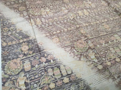 平和屋本店■極上　中国三大刺繍　スワトウ刺繍　汕頭刺繍　訪問着　古代人物壁画文様　暈し染め　金糸　逸品　未使用　DZAA4493kh5