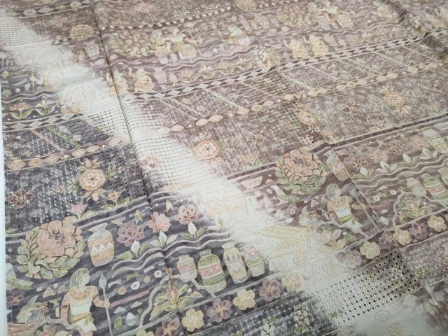 平和屋本店■極上　中国三大刺繍　スワトウ刺繍　汕頭刺繍　訪問着　古代人物壁画文様　暈し染め　金糸　逸品　未使用　DZAA4493kh5