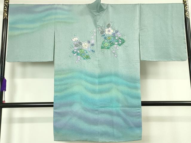 平和屋本店■極上　久保田一竹　幻の辻が花　道中着　ロング丈　暈し染め　銀通し地　逸品　未使用　DZAA4496kh5