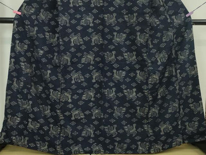 平和屋本店●極上　浦野理一　経節紬　背抜き仕立て　鳳凰文　逸品　DZAA4498kh6