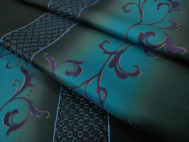 平和屋本店●極上　中国三大刺繍　スワトウ刺繍　汕頭刺繍　小紋　唐草間道　暈し染め　黒地　金彩　逸品　DZAA4501kh6