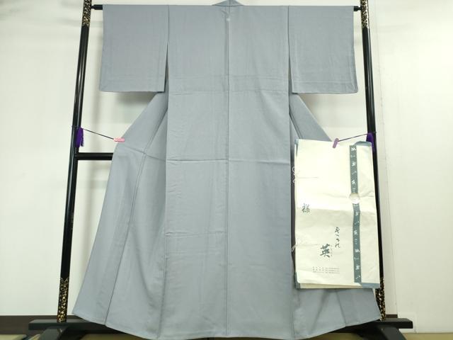 平和屋本店■極上　洗える最高級着物＜英＞はなぶさ謹製 色無地 単衣 オーキッドグレイ色 たとう紙・反端付き　逸品　未使用　DZAA4502kh5