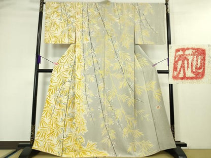 平和屋本店■極上　日本工芸会正会員　村山正夫　訪問着　草葉文　逸品　DZAA4510kh5