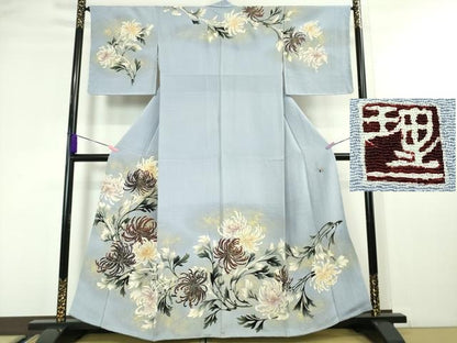 平和屋本店■極上　浦野理一　金彩友禅　訪問着　乱菊　淡藤色地　暈し染め　鬼しぼ縮緬　金彩　逸品　未使用　DZAA4518kh5