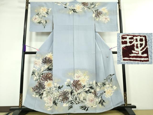 平和屋本店■極上　浦野理一　金彩友禅　訪問着　乱菊　淡藤色地　暈し染め　鬼しぼ縮緬　金彩　逸品　未使用　DZAA4518kh5