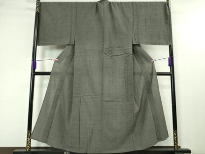 平和屋本店■極上　男性　綿紬　単衣　アンサンブル　長羽織セット　キングサイズ　綿屋謹製　着物：藍墨茶色地　逸品　DZAA4520kh5