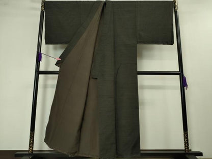 平和屋本店■極上　男性　紬　アンサンブル　長羽織セット　キングサイズ　色無地　蝉色地　逸品　未使用　DZAA4521kh5