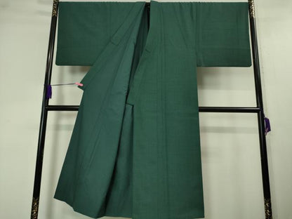 平和屋本店■極上　男性　紬　アンサンブル　長羽織セット　キングサイズ　着物：鉄色　長羽織：百入茶色　逸品　DZAA4523kh5