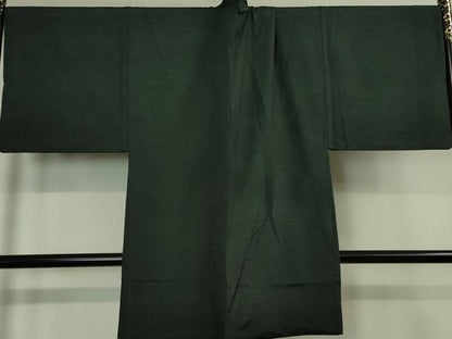 平和屋本店■極上　男性　紬　アンサンブル　長羽織セット　キングサイズ　着物：鉄色　長羽織：百入茶色　逸品　DZAA4523kh5