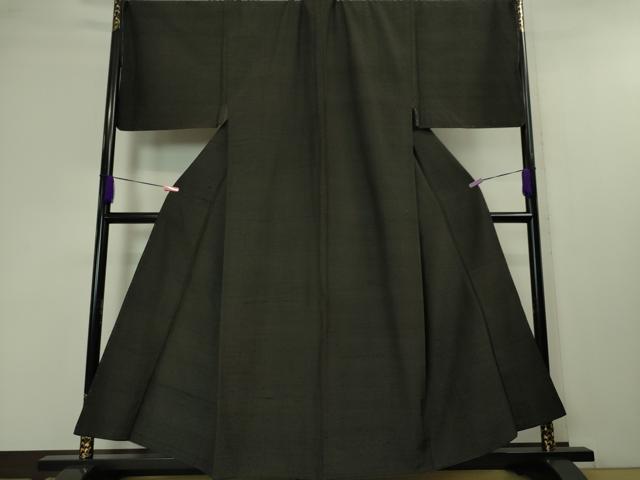 平和屋本店■極上　男性　紬　アンサンブル　長羽織セット　キングサイズ　暗黒色地　羽裏・能　逸品　未使用　DZAA4524kh5