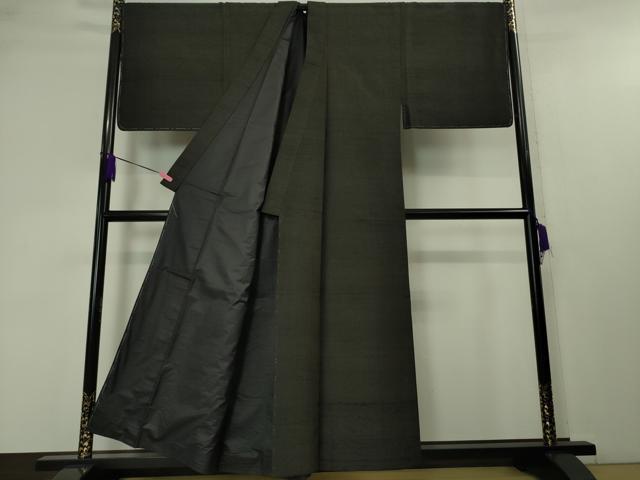 平和屋本店■極上　男性　紬　アンサンブル　長羽織セット　キングサイズ　暗黒色地　羽裏・能　逸品　未使用　DZAA4524kh5